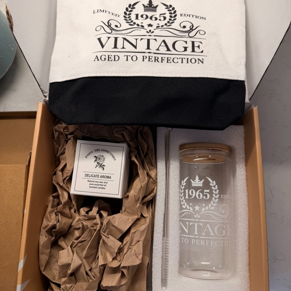 Vintage 1965 Gift Set with Glass and Bag